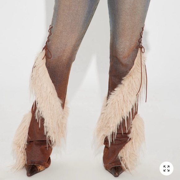 Fashion Nova Blue and Brown Boot Cut Jeans - Picture 2 of 2